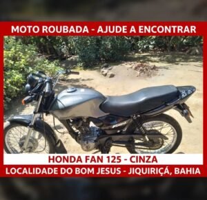 Honda Fan 125 é furtada na zona rural de Jiquiriçá